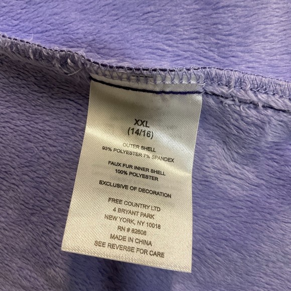 Free Country Girls Purple Jacket Faux Fur lined Inside Hoody Size 14/16 XXL - Picture 10 of 11